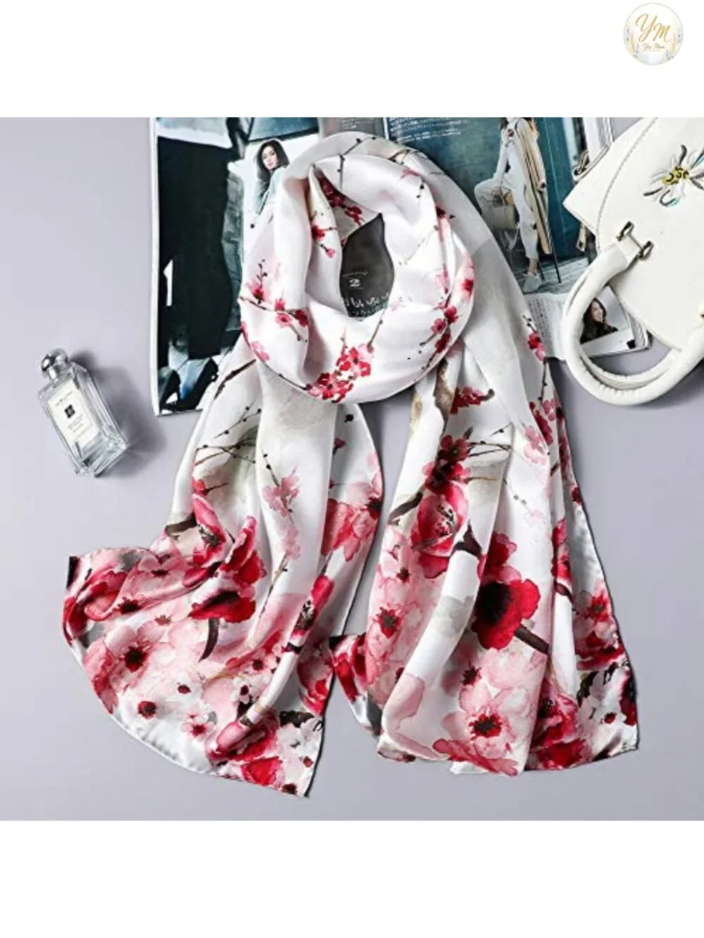 100% Silk Long Oblong Shawl Scarf Wrap Women Lightweight Luxury Gift